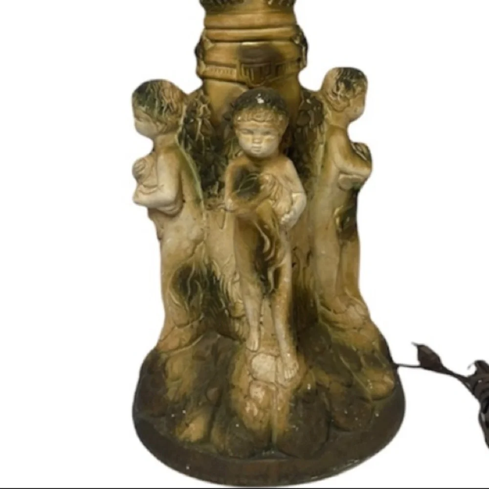 Antique Italian Sculpture Art Lamp Base Glorious Angel Cherubs Made in Italy - Picture 6 of 16